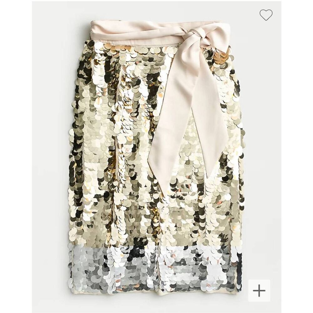 J. Crew Satin Bow Paillette Sequin Skirt Size 0 NWT